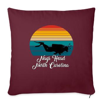 Nags Head Plongée en Caroline du Nord - Housse de coussin décorative 45 x 45 cm - bordeaux - Devant