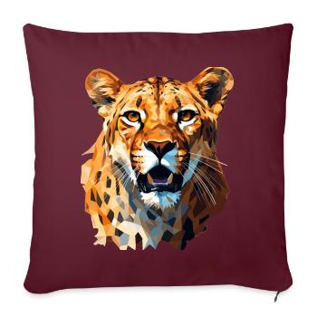 Guépard dans le style polygonal - Housse de coussin décorative 45 x 45 cm - bordeaux - Devant