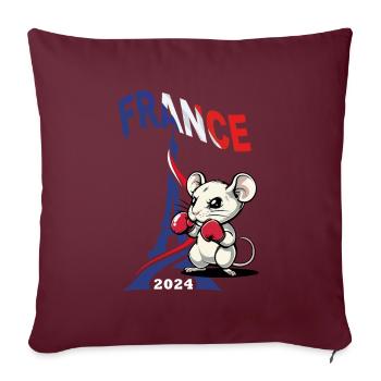 JEUX FRANCE A PARIS EN 2024 - HUMOUR RAT BOXE - Housse de coussin décorative 45 x 45 cm - bordeaux - Devant