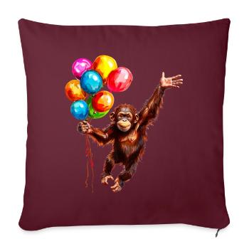 Singe avec des ballons colorés comme porte-bonheur - Housse de coussin décorative 45 x 45 cm - bordeaux - Devant