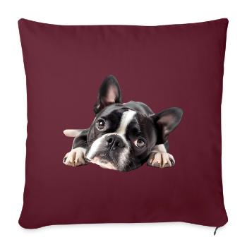 Boston Terrier - Sofakissenbezug 45 x 45 cm - Burgunderrot - Vorne