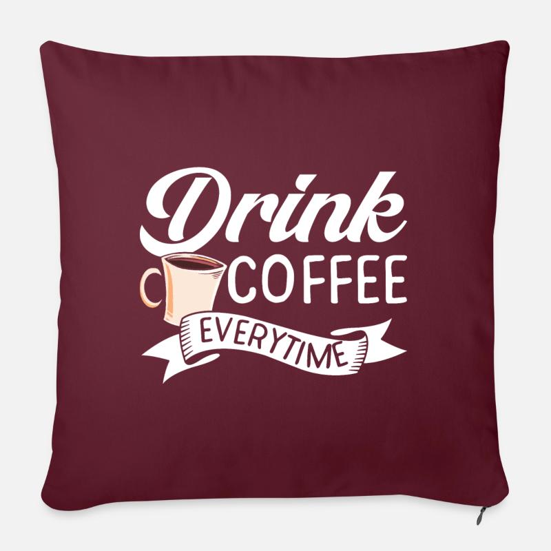 Buvez du café Licorne - Housse de coussin décorative 45 x 45 cm - bordeaux