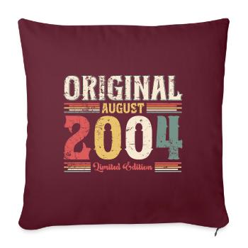 20ème anniversaire original août 2004 millésime 2004 - Housse de coussin décorative 45 x 45 cm - bordeaux - Devant