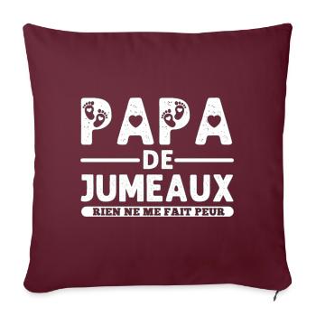 Papa de jumeaux humour père cadeau - Housse de coussin décorative 45 x 45 cm - bordeaux - Devant