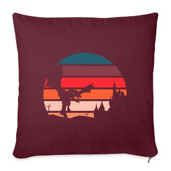 Dragon rétro - Fantasy 80s 90s Vintage Design - Housse de coussin décorative 45 x 45 cm - bordeaux - Devant