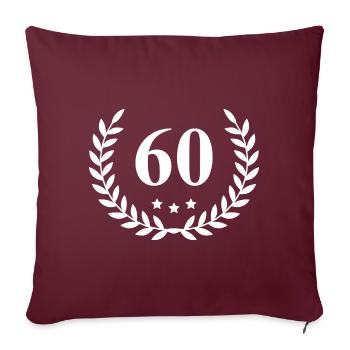 60 Couronne numéro - Housse de coussin décorative 45 x 45 cm - bordeaux - Devant