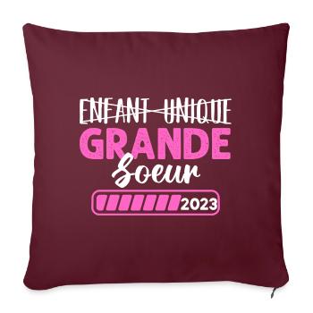 Future grande soeur 2023 annonce naissance cadeau - Housse de coussin décorative 45 x 45 cm - bordeaux - Devant