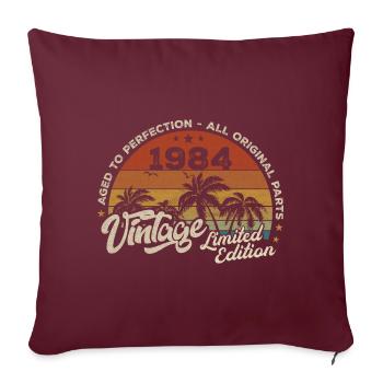 Vintage 1984 Anniversaire Rétro 1984 - Housse de coussin décorative 45 x 45 cm - bordeaux - Devant