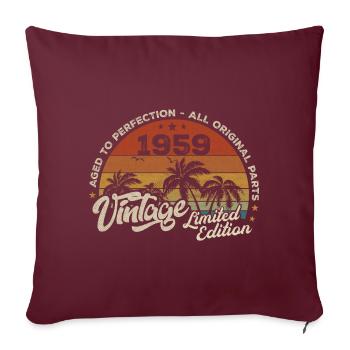 Vintage 1959 Anniversaire Rétro 1959 - Housse de coussin décorative 45 x 45 cm - bordeaux - Devant
