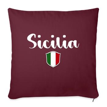 Vintage Sicilia Sicile Italie - Housse de coussin décorative 45 x 45 cm - bordeaux - Devant