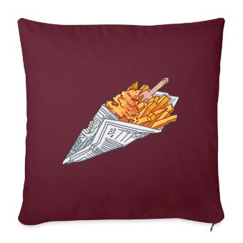 Fish and Chips - Sofakissenbezug 45 x 45 cm - Burgunderrot - Vorne