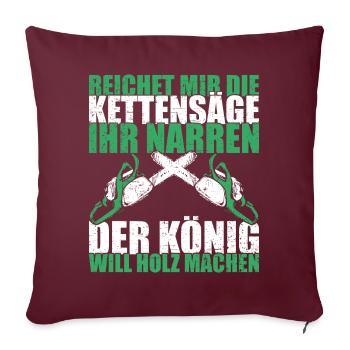 BOIS SCIE TRONÇONNEUSE CADEAU FORÊT DES FRÈRES BOIS - Housse de coussin décorative 45 x 45 cm - bordeaux - Devant