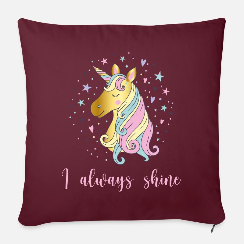 Einhorn Glitzer Spruch Strahlen - Sofakissenbezug 45 x 45 cm - Burgunderrot