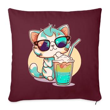 Cat on the beach - Sofa pillowcase 17,3'' x 17,3'' (45 x 45 cm) - burgundy - Front