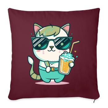 Tropical Cat: Le rêve d’un amoureux des chats - Housse de coussin décorative 45 x 45 cm - bordeaux - Devant