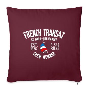 French Transat 2022 crew member St Malo - Housse de coussin décorative 45 x 45 cm - bordeaux - Devant