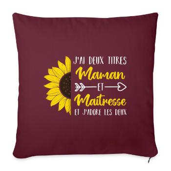 J' ai deux titres maman et maîtresse cadeau - Housse de coussin décorative 45 x 45 cm - bordeaux - Devant