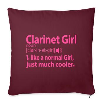 Clarinet Player Girl Klarinettenspielerin Sprüche - Sofakissenbezug 45 x 45 cm - Burgunderrot - Vorne