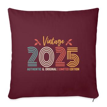 Anniversaire 2025 Anniversaire né en 2025 rétro - Housse de coussin décorative 45 x 45 cm - bordeaux - Devant
