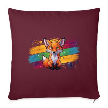 Renard - Illustration - Housse de coussin décorative 45 x 45 cm - bordeaux - Devant