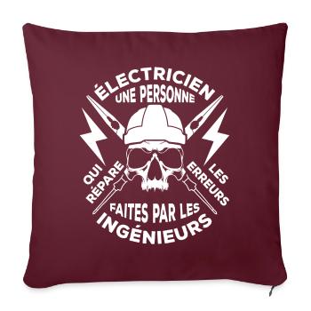électricien,électriciens,electricien,electriciens - Housse de coussin décorative 45 x 45 cm - bordeaux - Devant