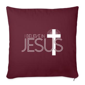 Je crois en Jésus - Croix de Jésus-Christ - Housse de coussin décorative 45 x 45 cm - bordeaux - Devant