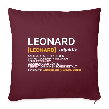 Leonard - Sofakissenbezug 45 x 45 cm - Burgunderrot - Vorne