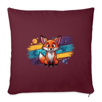 Renard - Illustration - Housse de coussin décorative 45 x 45 cm - bordeaux - Devant