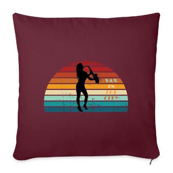 Saxophone en ville, saxophone et danse - Housse de coussin décorative 45 x 45 cm - bordeaux - Devant