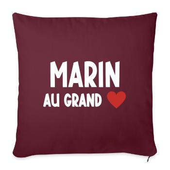 marin au grand cœur - Housse de coussin décorative 45 x 45 cm - bordeaux - Devant