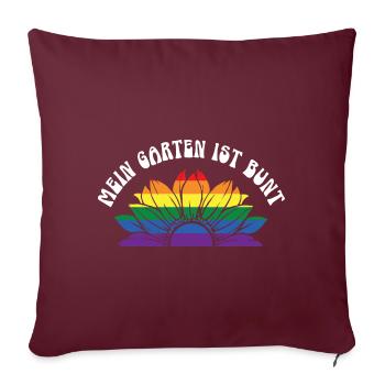 Mein Garten ist bunt LGBT Regenbogen Blume Gays - Sofakissenbezug 45 x 45 cm - Burgunderrot - Vorne