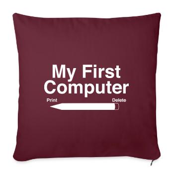 Mon premier ordinateur - Housse de coussin décorative 45 x 45 cm - bordeaux - Devant