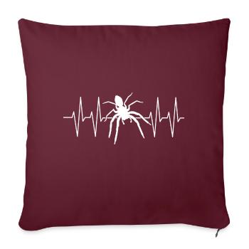 Grande araignée avec ligne de cœur J’adore les araignées - Housse de coussin décorative 45 x 45 cm - bordeaux - Devant