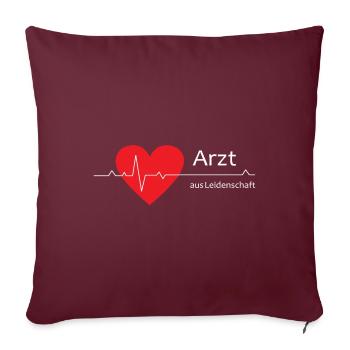 Arzt aus Leidenschaft mit Herz und EKG-Kurve - Sofakissenbezug 45 x 45 cm - Burgunderrot - Vorne