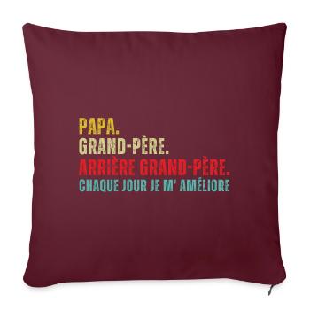 Papa,grand-père,arrière grand-père humour cadeau - Housse de coussin décorative 45 x 45 cm - bordeaux - Devant