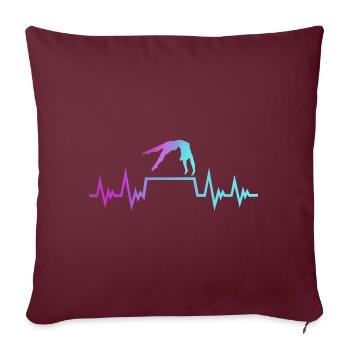 gymnastique, gymnaste - pouls battement de cœur; Gymnastique - Housse de coussin décorative 45 x 45 cm - bordeaux - Devant