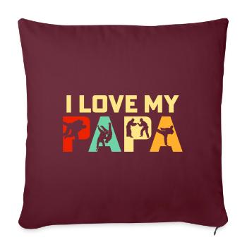 J’adore mon Papa Judo - Housse de coussin décorative 45 x 45 cm - bordeaux - Devant
