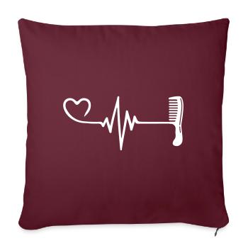 Peigne Coiffeur Pulse Heart Love - Housse de coussin décorative 45 x 45 cm - bordeaux - Devant