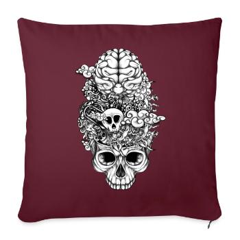Cerveau crâne - Housse de coussin décorative 45 x 45 cm - bordeaux - Devant