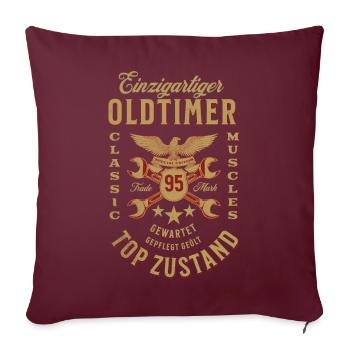 95. Geburtstag Oldtimer TOP ZUSTAND - Sofakissenbezug 45 x 45 cm - Burgunderrot - Vorne
