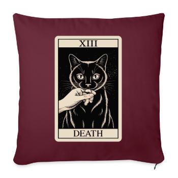 Vintage Tarot Card Black cat - Sofa pillowcase 17,3'' x 17,3'' (45 x 45 cm) - burgundy - Front