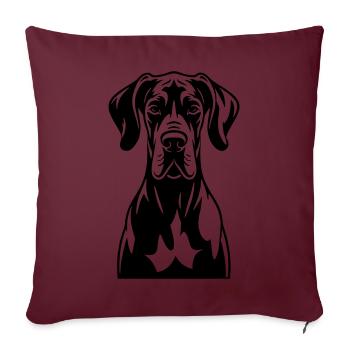Dogue allemand frontal - Housse de coussin décorative 45 x 45 cm - bordeaux - Devant