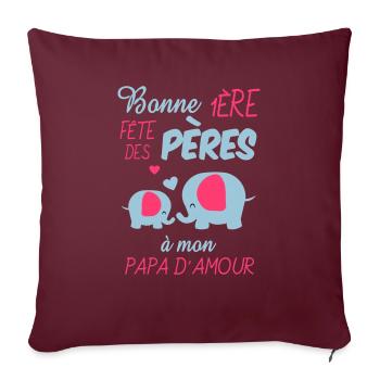 bonne 1ere fete des peres - Housse de coussin décorative 45 x 45 cm - bordeaux - Devant