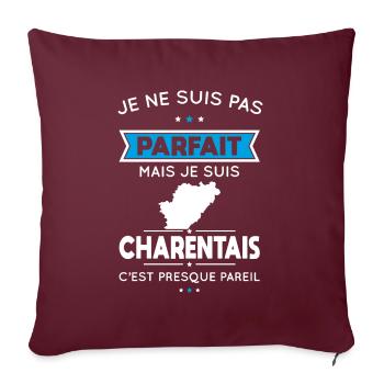 Je ne suis pas parfait mais je suis Charentais - Housse de coussin décorative 45 x 45 cm - bordeaux - Devant