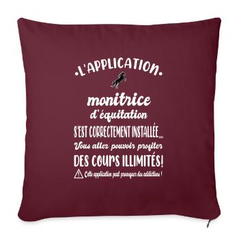 L'application monitrice d'équitation t-shirt femme - Housse de coussin décorative 45 x 45 cm - bordeaux - Devant