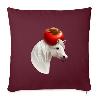 Tomatenkopf-Pferd - Sofakissenbezug 45 x 45 cm - Burgunderrot - Vorne