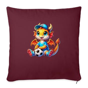 Le joyeux dragon du football - Housse de coussin décorative 45 x 45 cm - bordeaux - Devant