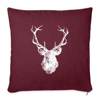 Cerf d’orignal Bois de cerf tête de cerf chasseur - Housse de coussin décorative 45 x 45 cm - bordeaux - Devant