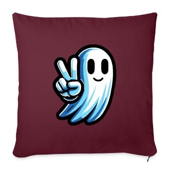 Signe de paix fantôme - Housse de coussin décorative 45 x 45 cm - bordeaux - Devant