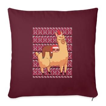 Ugly Christmas Sweater Sloth with Alpaca - Sofa pillowcase 17,3'' x 17,3'' (45 x 45 cm) - burgundy - Front